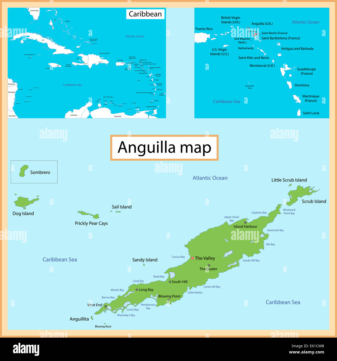 Karte von Anguilla Stockfoto
