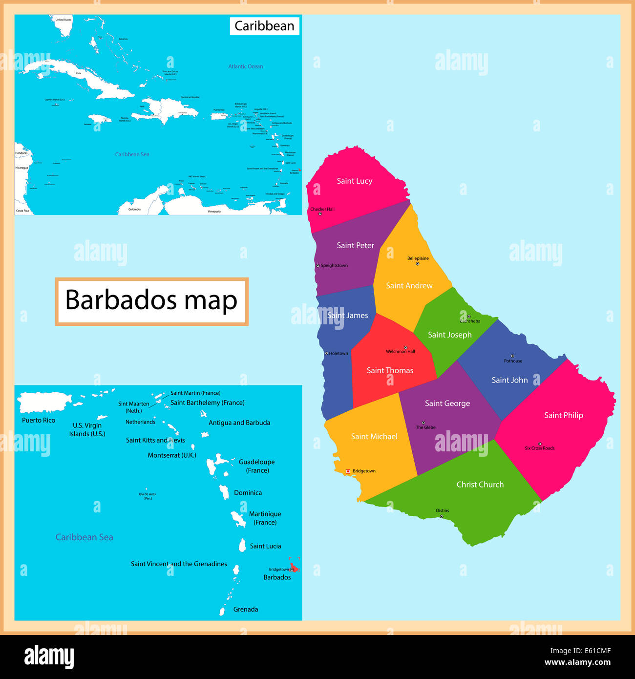 Barbados Map Stockfoto