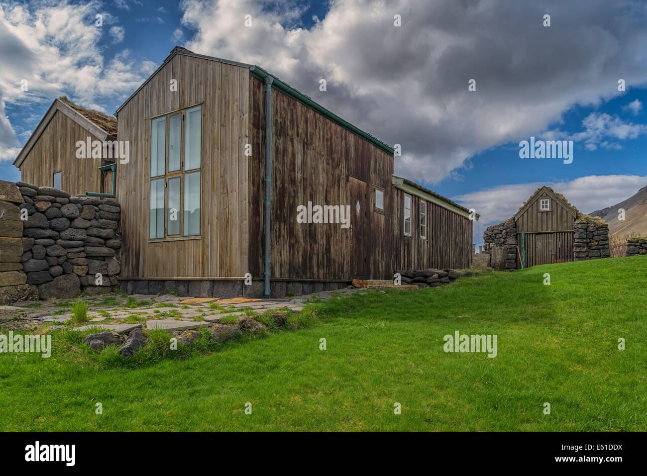 Schätze, Häuser in arnarstapi, Halbinsel Snaefellsnes, Island Stockfoto
