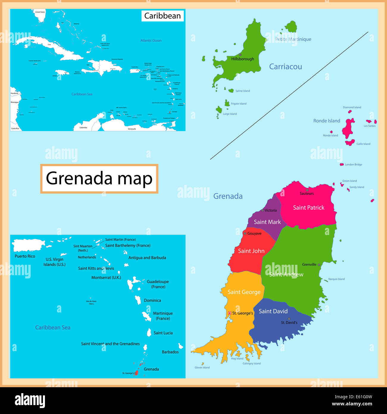 Map Of Grenada West Indies Grenada Map -Fotos Und -Bildmaterial In Hoher Auflösung – Alamy