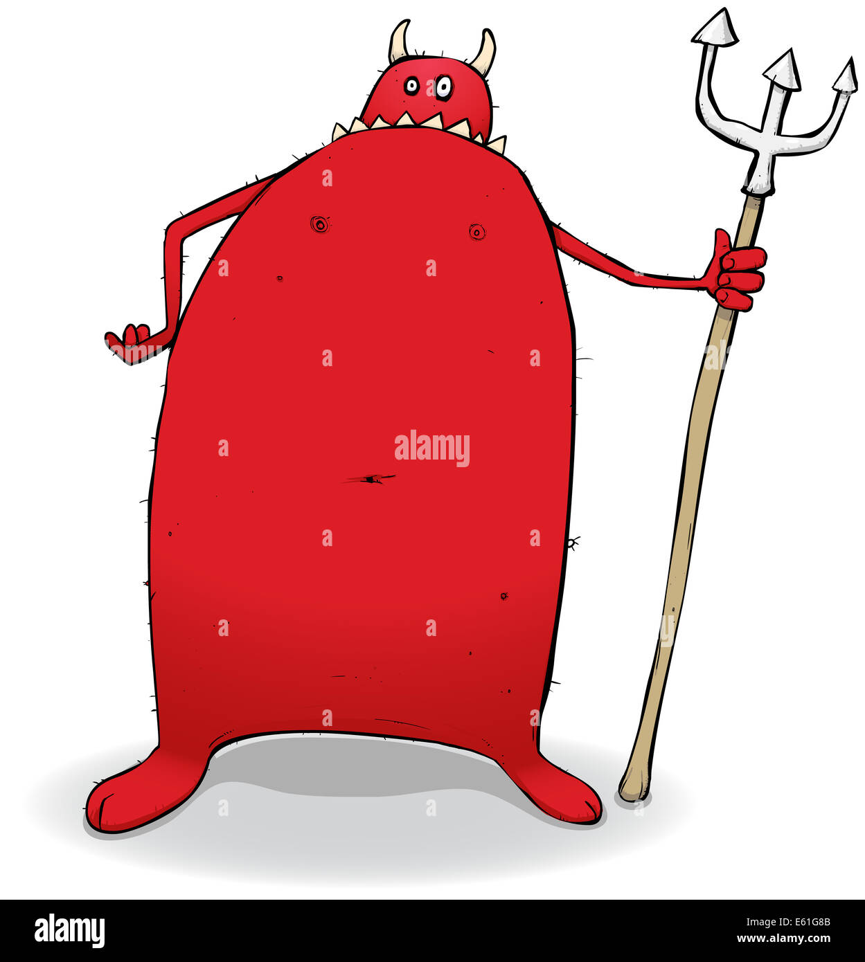 Abbildung eines leicht verstimmt aussehende Teufels warten auf Neuankömmlinge. Stockfoto