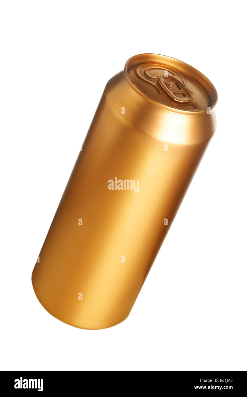 Goldene Bier können isoliert auf weißem Hintergrund Stockfoto
