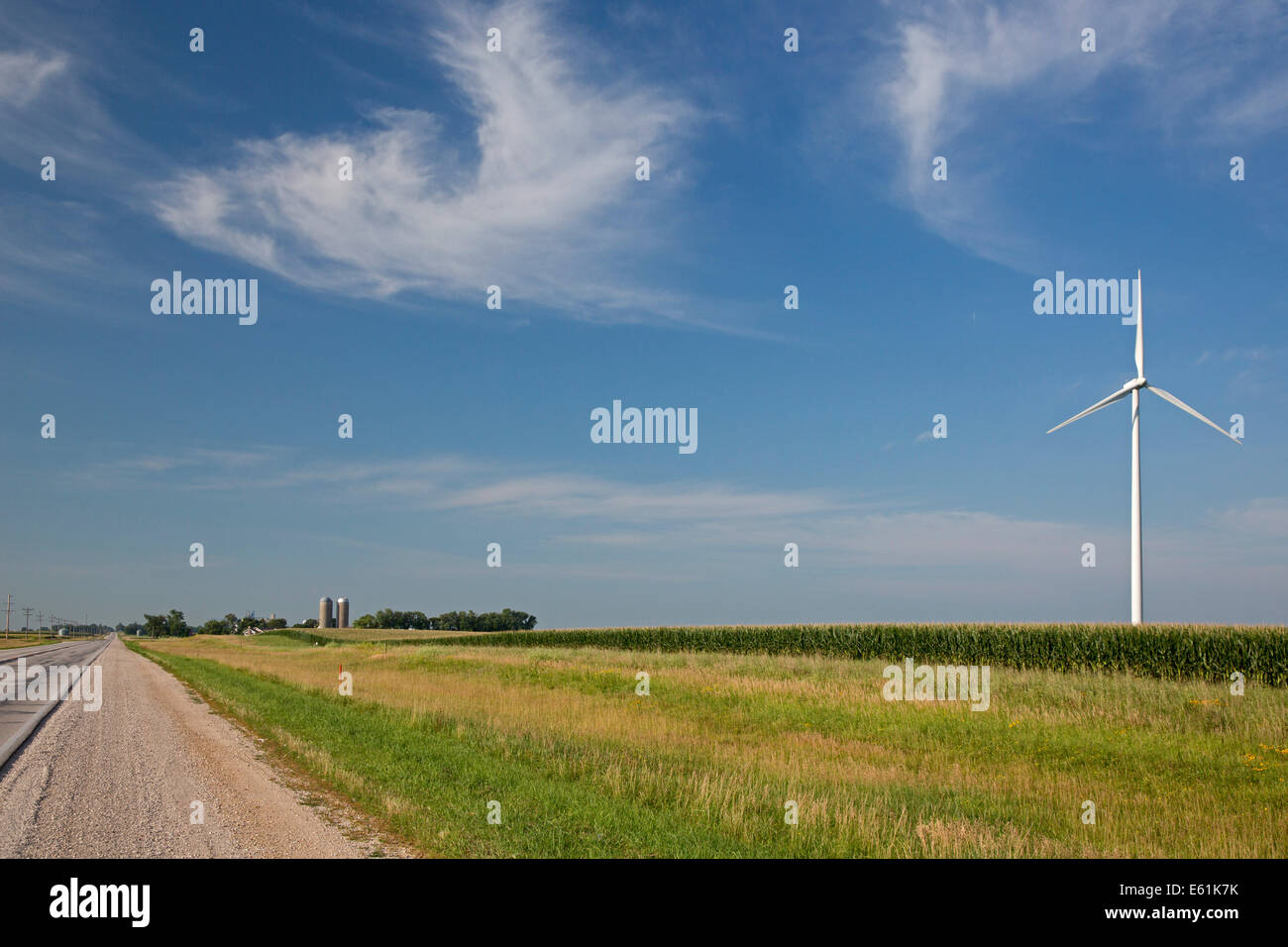 Pomeroy, Iowa - einen Windpark im ländlichen Iowa. Iowa hat die höchste Dichte an Windenergieproduktion eines US-Staates. Stockfoto