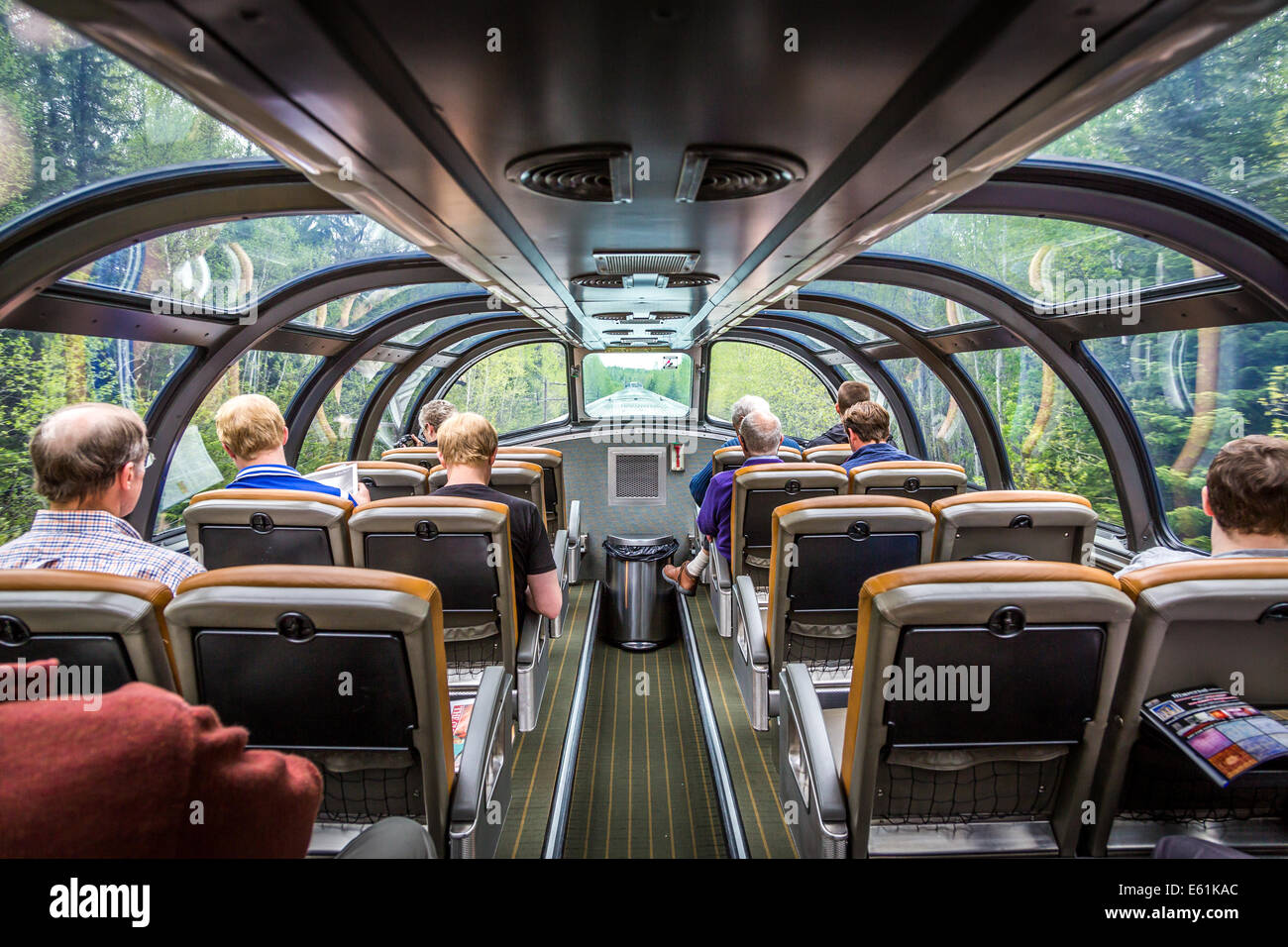 Blick auf die panoramische Ansicht Beförderung an der kanadischen Trans-Canada-Zug, Kanada, Nordamerika. Stockfoto