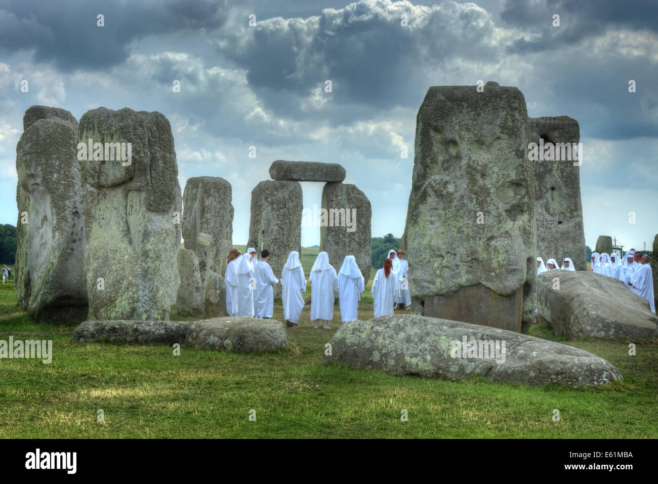 Stonehenge Druiden Zeremonie Sonnenwende heidnischen Riten Stockfoto