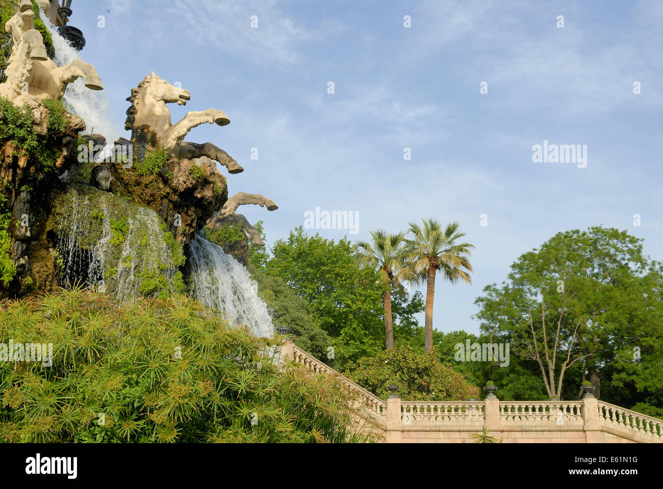 Detail der Kaskadenbrunnen, Parc De La Ciutadella, Barcelona, Spanien Stockfoto