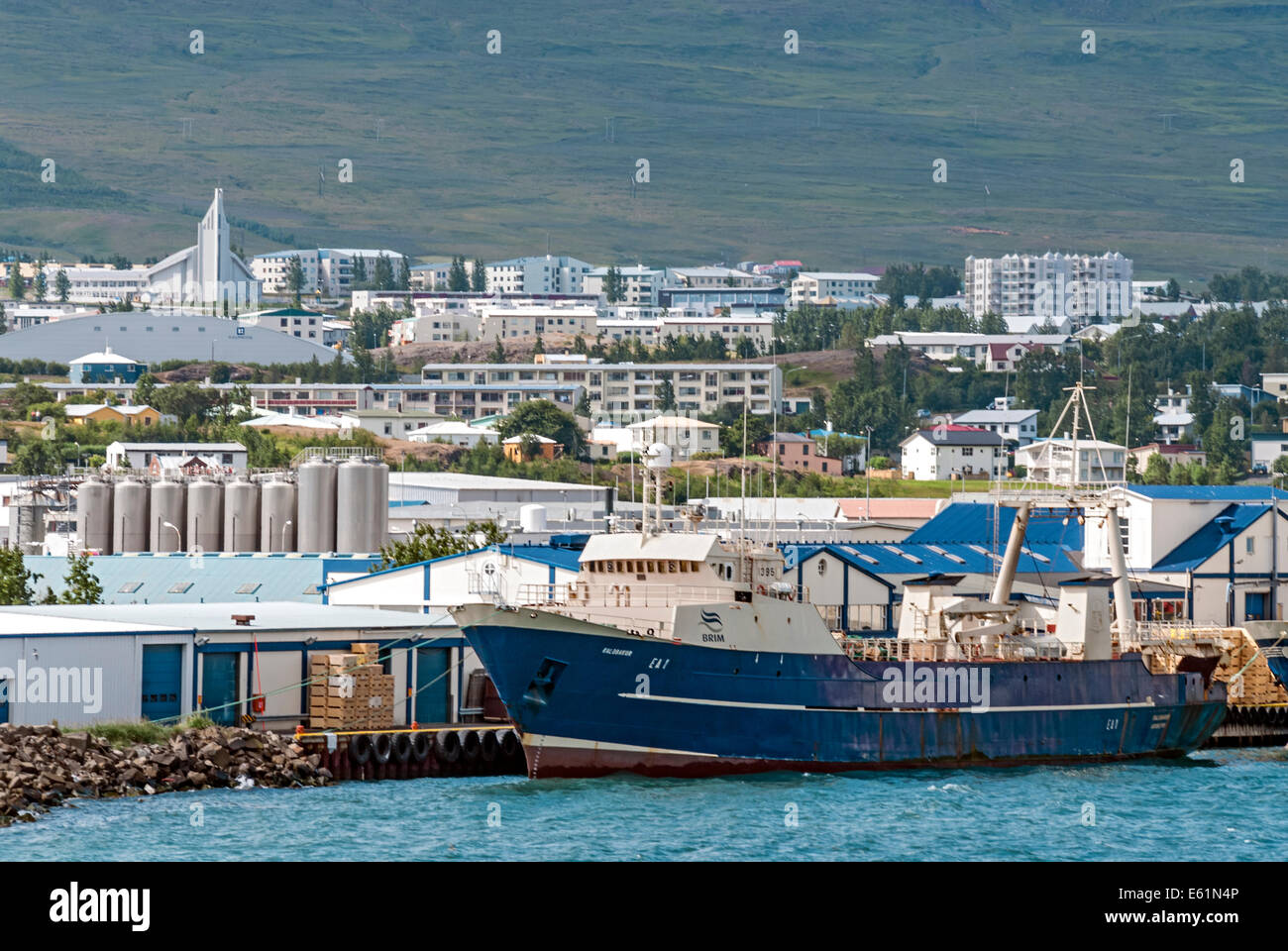 Fischerei Hafen von Akureyri, Island. Fischereihafen von Akureyri, Island Stockfoto