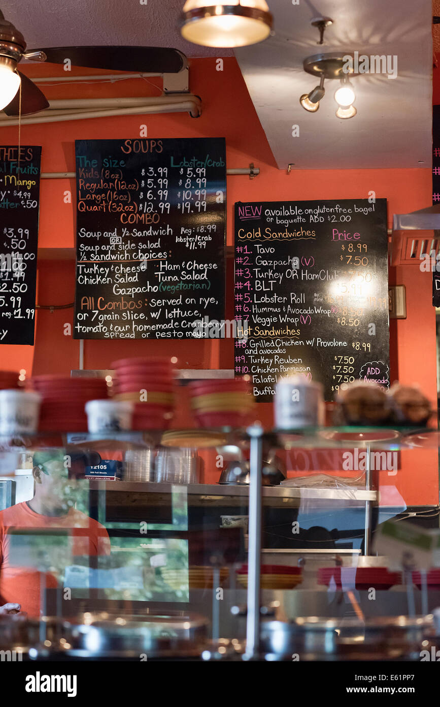 Kleines Sandwich Shop Interieur, USA Stockfoto
