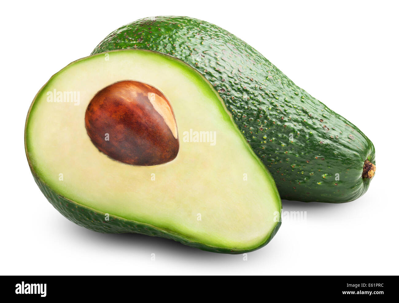 Avocado Scheibe isoliert auf weißem Hintergrund Stockfoto