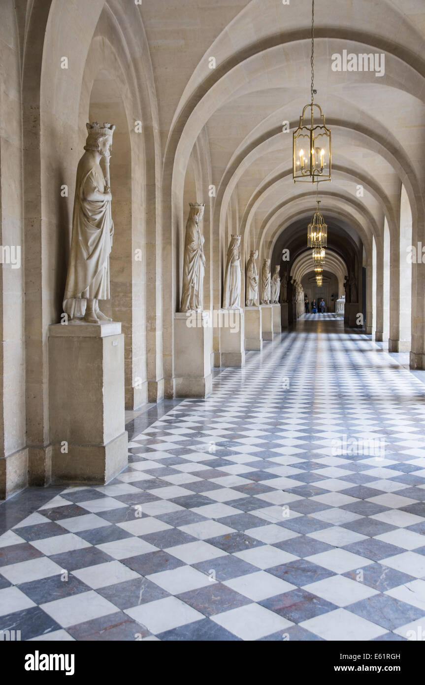 Korridor in das Schloss von Versailles [Chateau de Versailles] in Frankreich Stockfoto