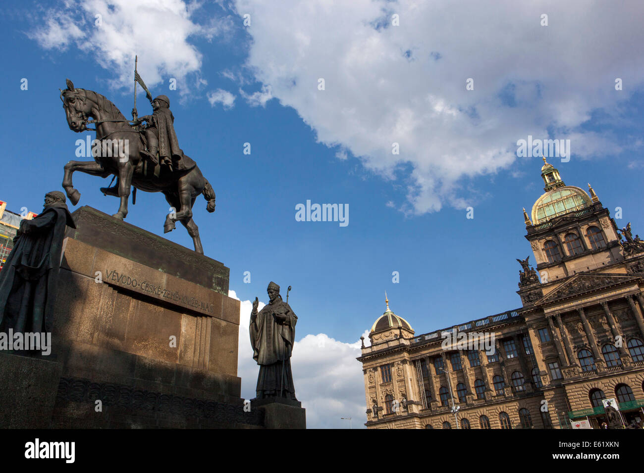 Statue von St. Wenzel auf dem Pferderücken, Wenzelsplatz, Prag Stockfoto