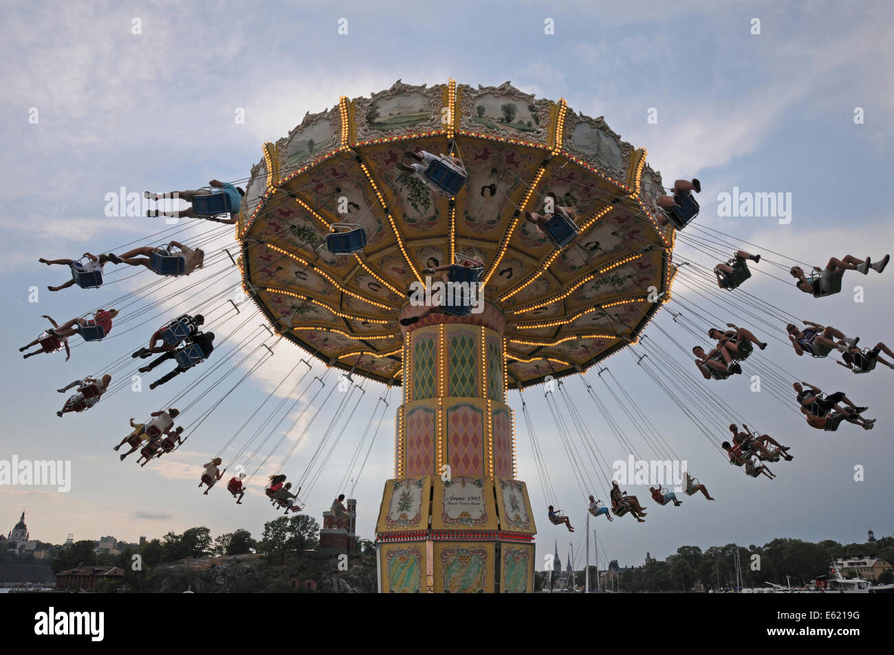 Riesenrad auf dem Tivoli Gröna Lund (The Green Grove) oder Grönan ist der Vergnügungspark in Stockholm, Schweden. Stockfoto