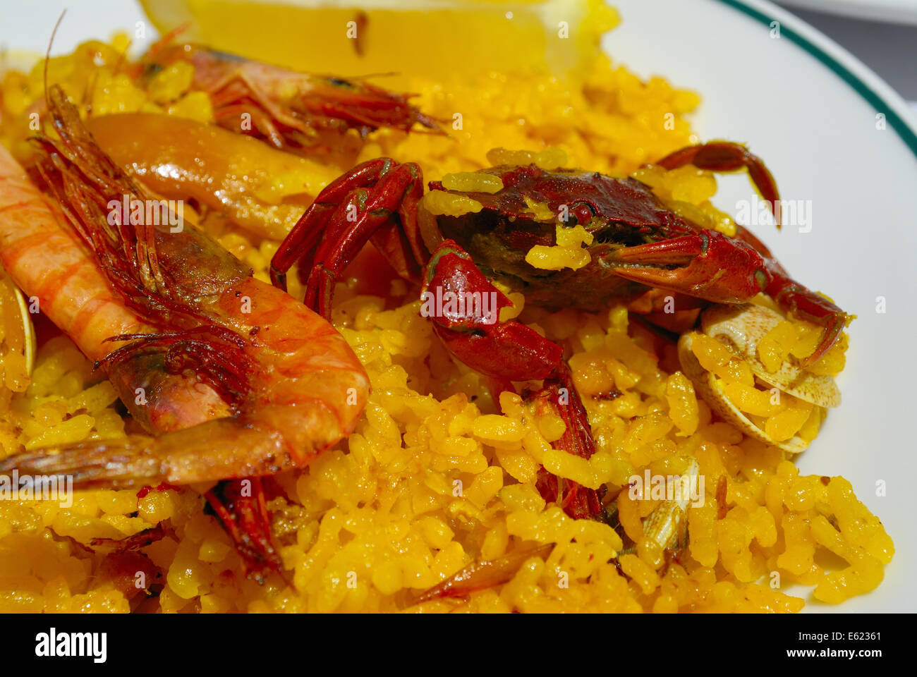 Ein traditionelles Gericht der Paella mit Meeresfrüchten und Reis, Madrid, Spanien Stockfoto