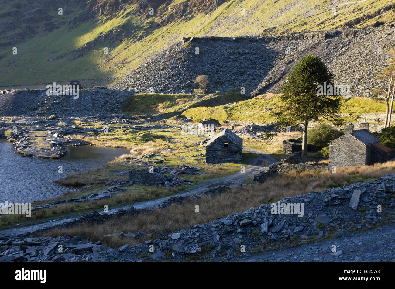 Cwmorthin Schiefer-Steinbruch, Tanygrisiau, Snowdonia, Gwynedd, Nordwales Stockfoto