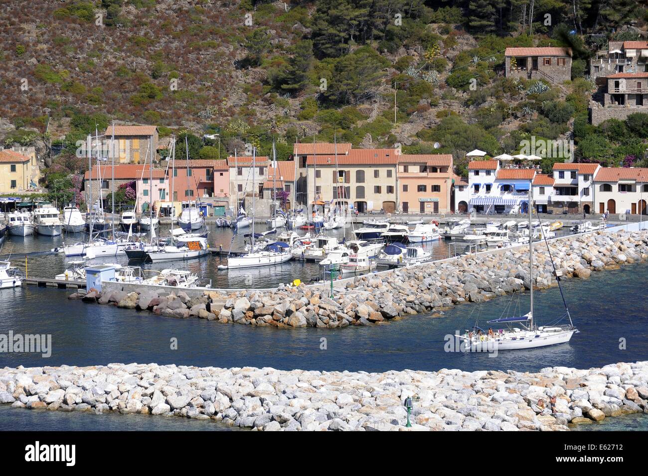 Capraia Insel (toskanische Archipel, Italien), der Port-Dorf Stockfoto