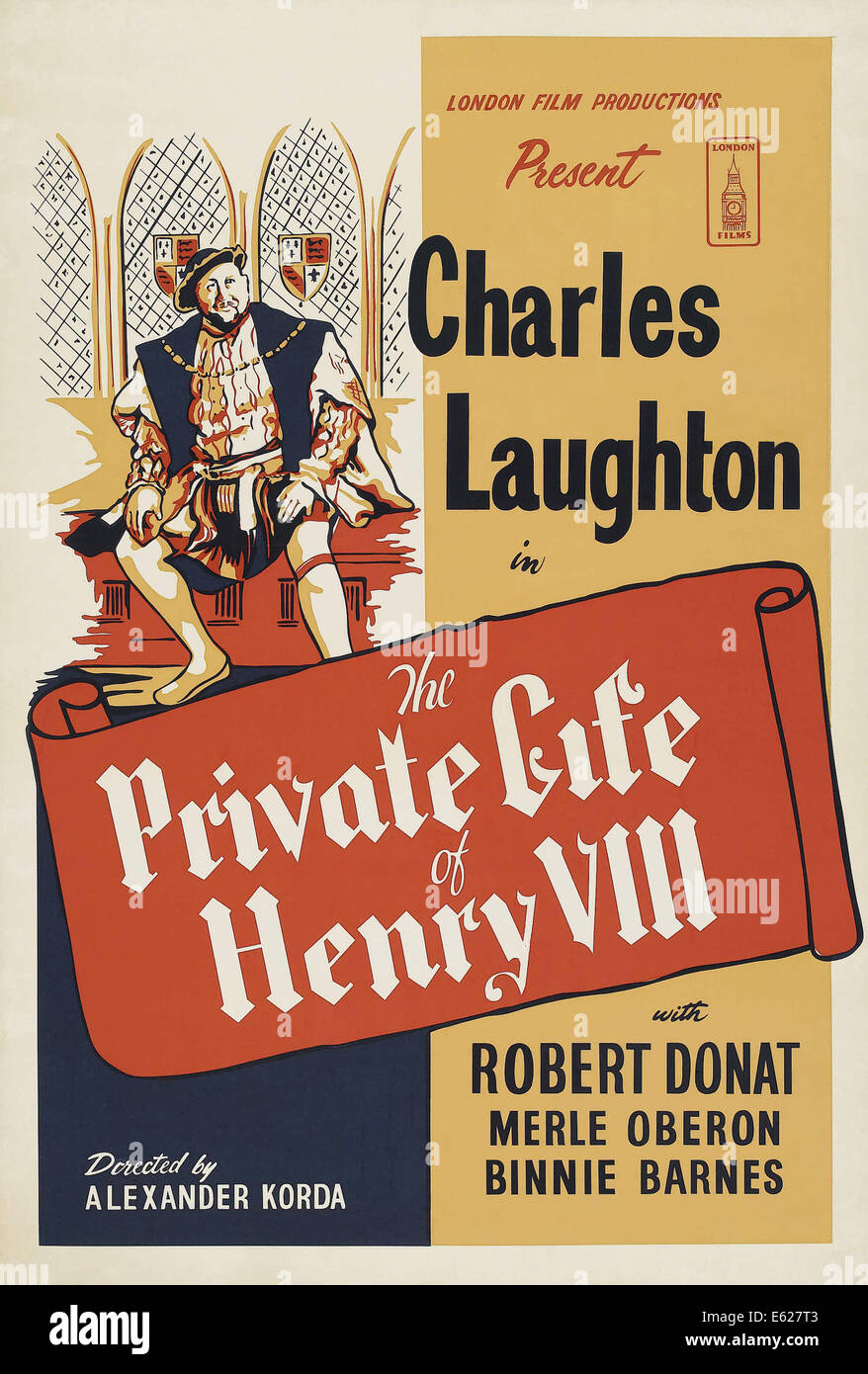 Das PRIVATE Leben von HENRY VIII - mit Charles Laughton - Filmplakat - Regie: Alexander Korda - Vereinigte Künstler 1933 Stockfoto