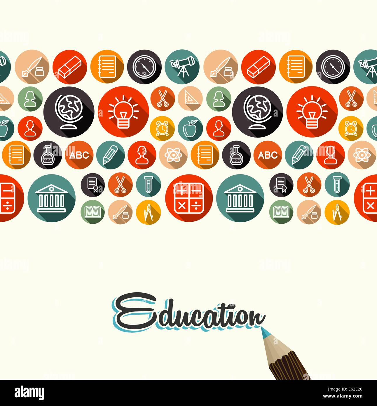 Schule Elemente nahtlose Muster Hintergrund mit Bleistift und Bildung Vintage Text. EPS10 Vektor-Datei organisiert in Schichten für ea Stockfoto