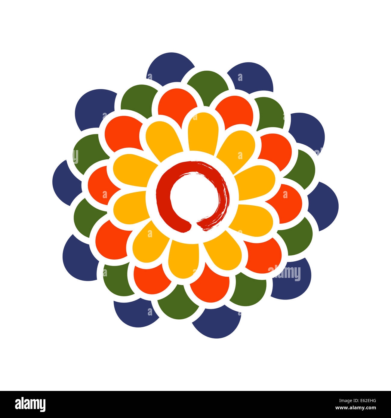 Bunte Lotusblüte und Zen Kreis Symbol Abbildung. EPS10 Vektor-Datei organisiert in Schichten für die einfache Bearbeitung. Stockfoto