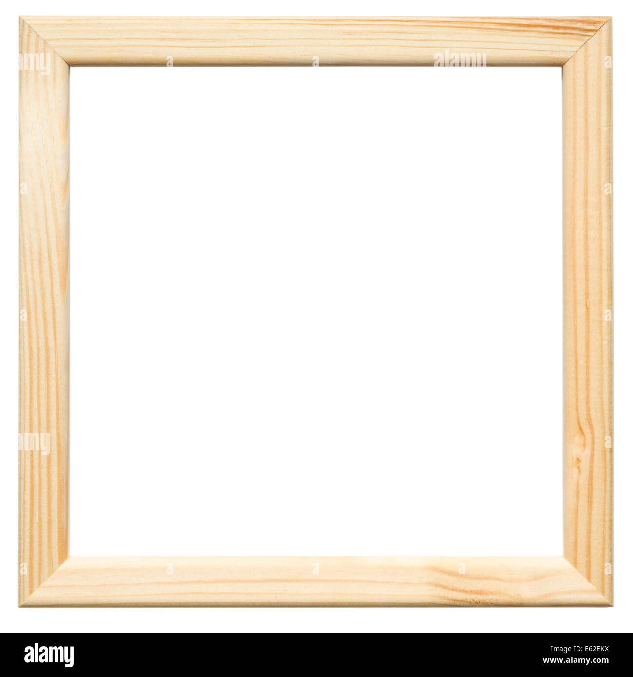 leichte Quadrat aus Holz Bilderrahmen auf dem weißen Hintergrund Stockfoto