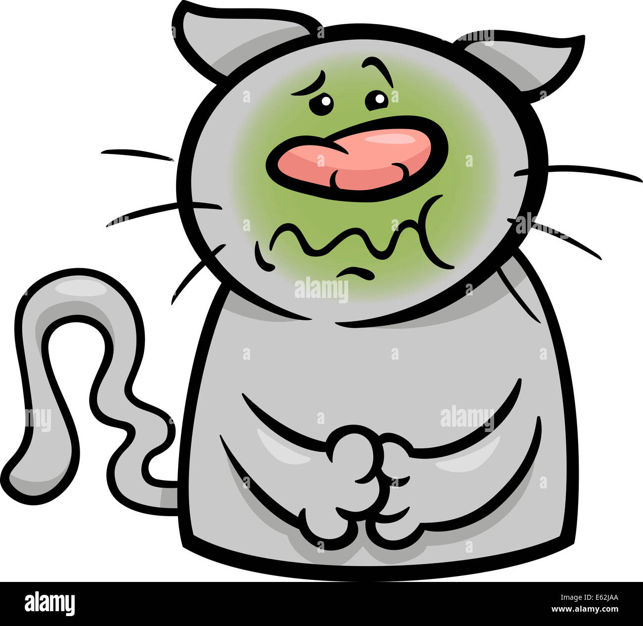 Cartoon Illustration lustig kranke Katze Gefühl Übelkeit Stockfoto
