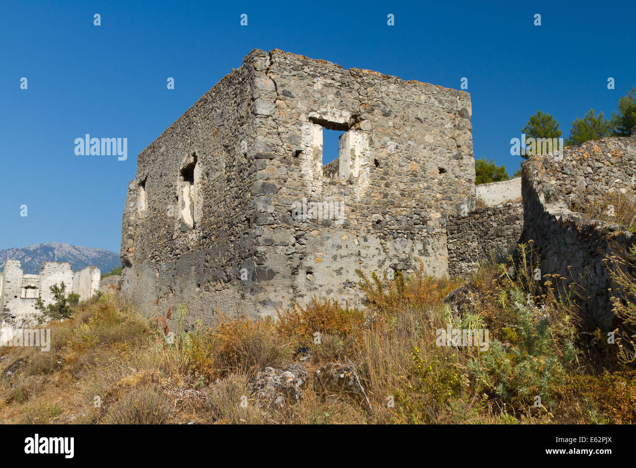 Ruinen von Kayakoy, Fethiye Stockfoto