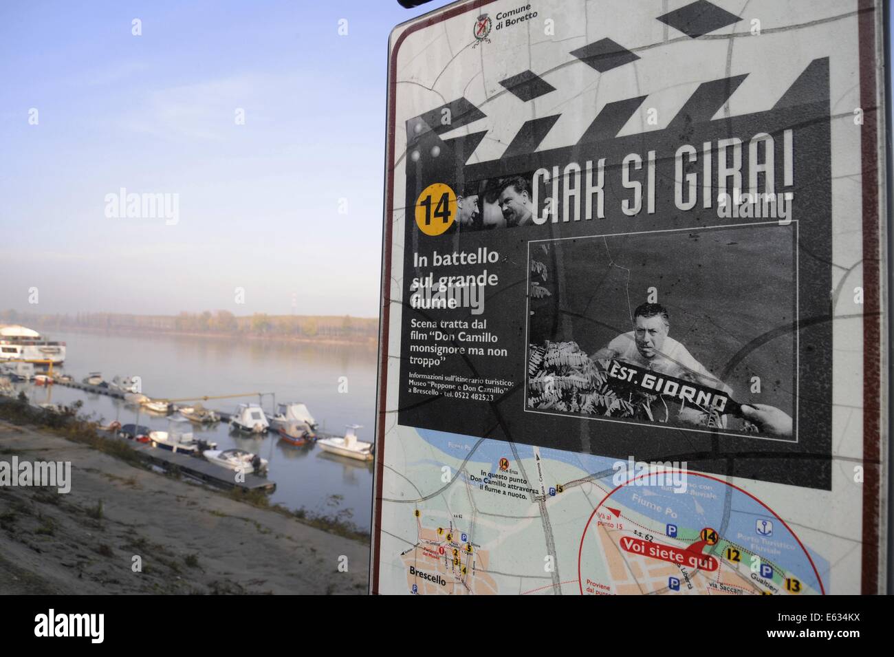 Boretto (Reggio Emilia, Italien), Anlegestelle am Fluss Po Stockfoto