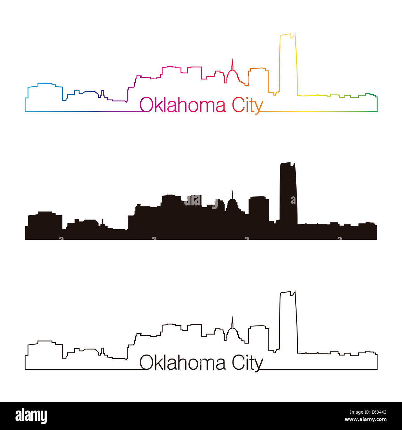 Oklahoma City Skyline linearen Stil Stockfoto