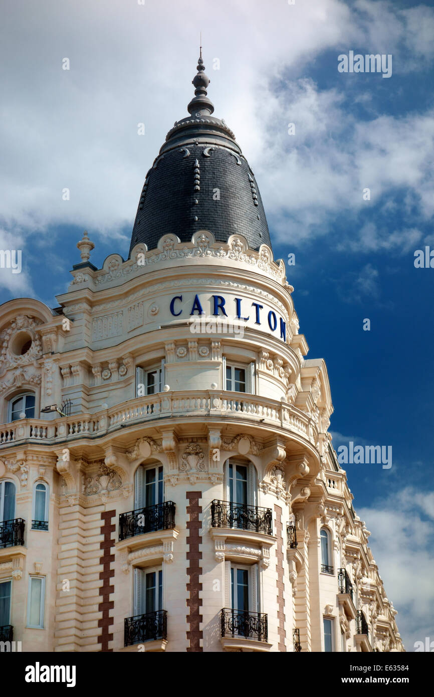 Spitze des Carlton Hotel Cannes Stockfoto