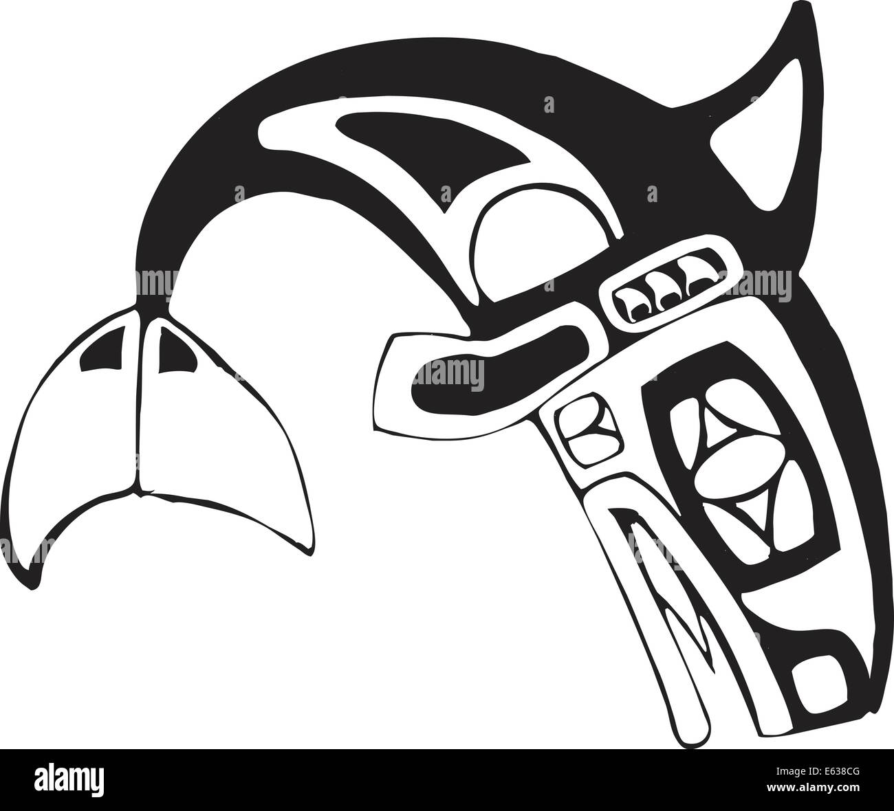 Orca Schwertwal im Stil der Nordwest Küste Kultur der Ureinwohner. Stock Vektor
