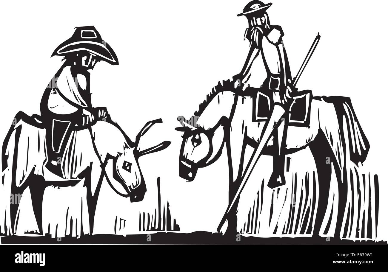 Expressionistische Bild der Romanfigur Don Quijote Stock Vektor