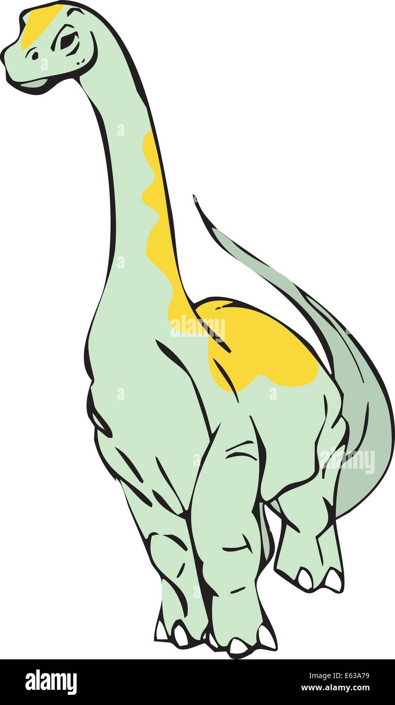 Ein Bild von der Dinosaurier Diplodocus mit langem Hals und Orange zurück. Stock Vektor