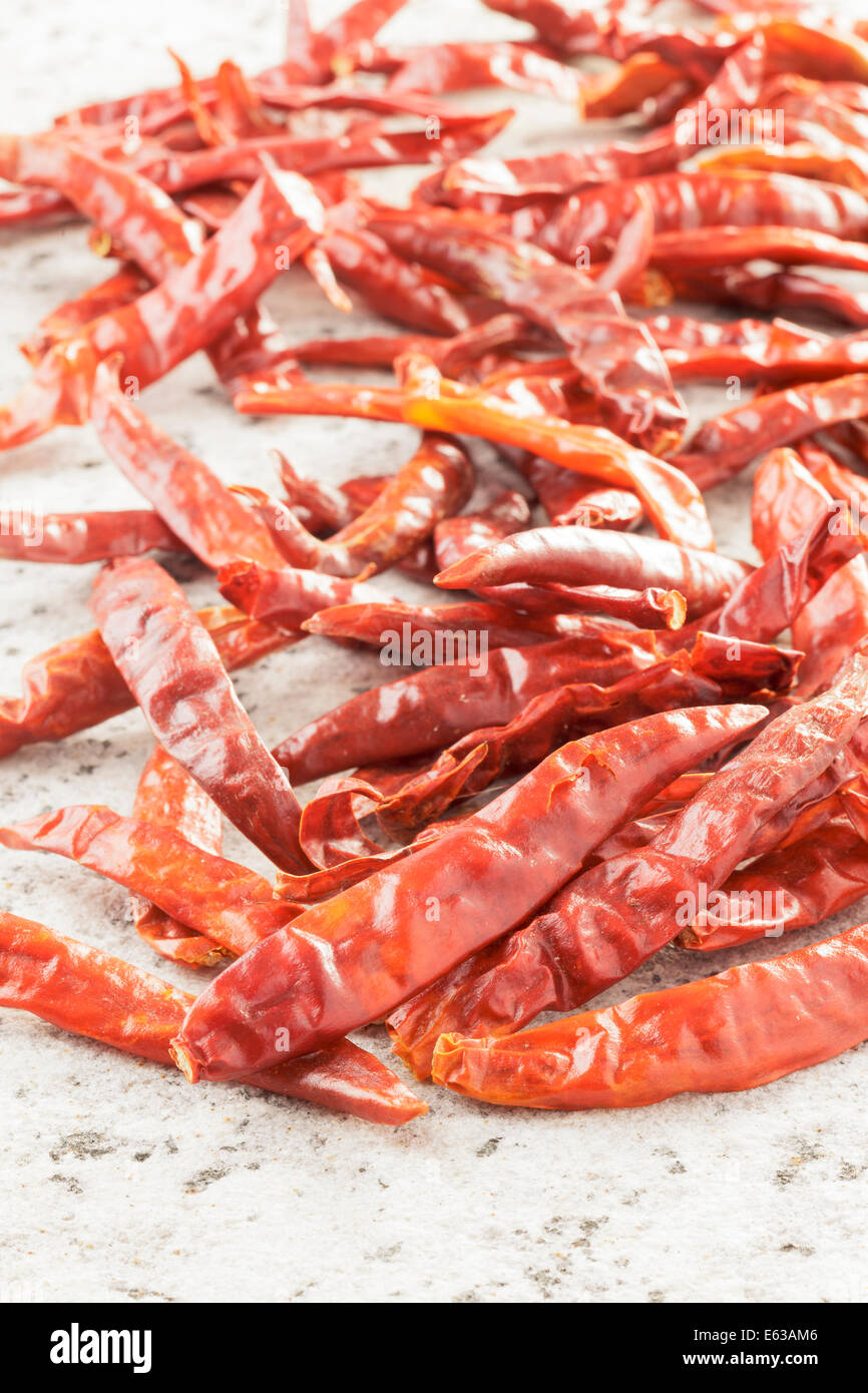 Getrocknete rote chilis Stockfoto