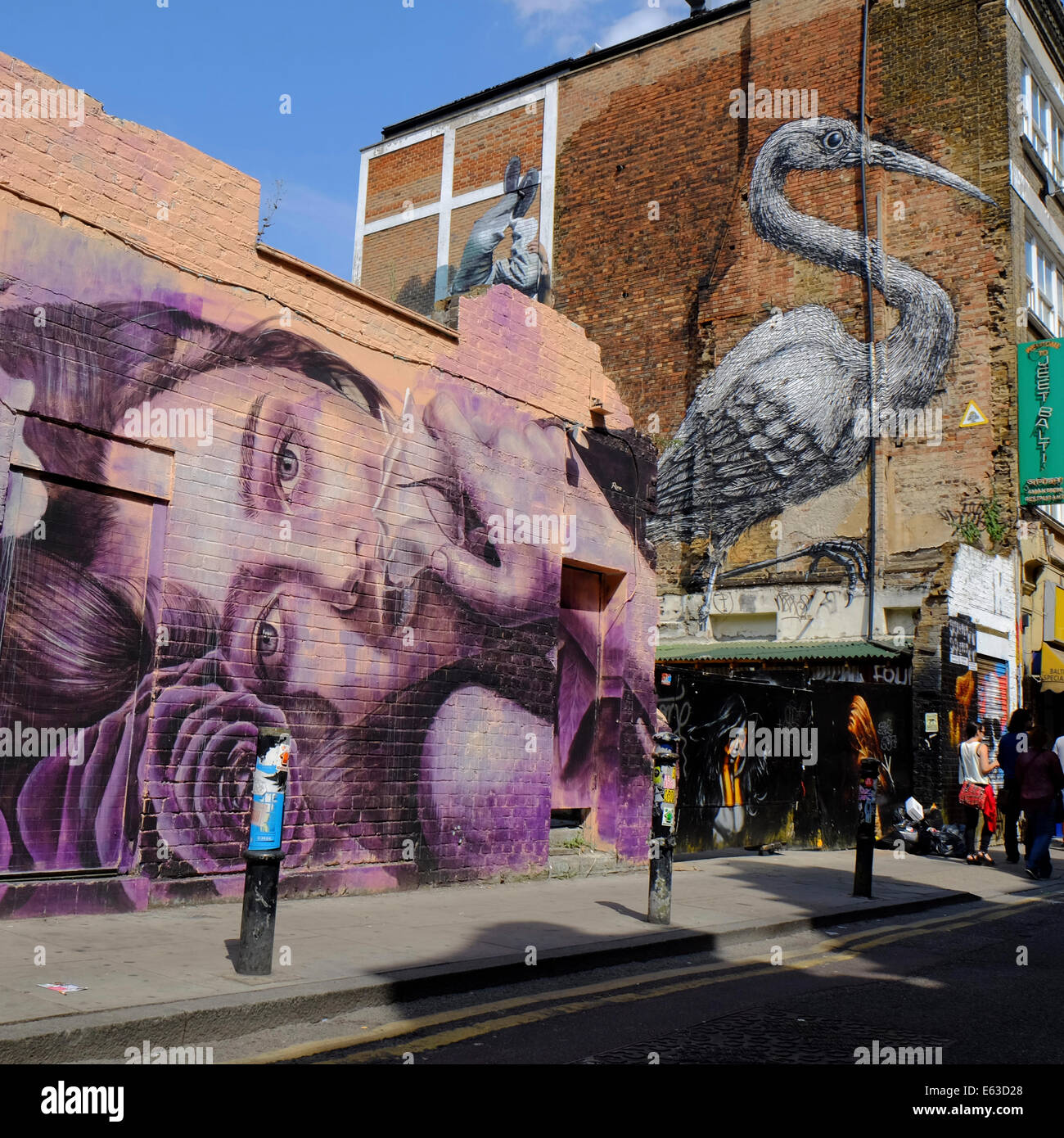 Graffiti Streetart in Shoreditch, London, UK (nur redaktionelle Nutzung) Stockfoto