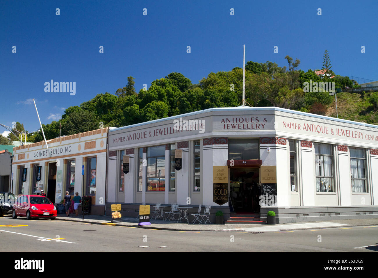 Art-Deco-Gebäude in Napier in der Hawke Bay Region, Nordinsel, Neuseeland. Stockfoto