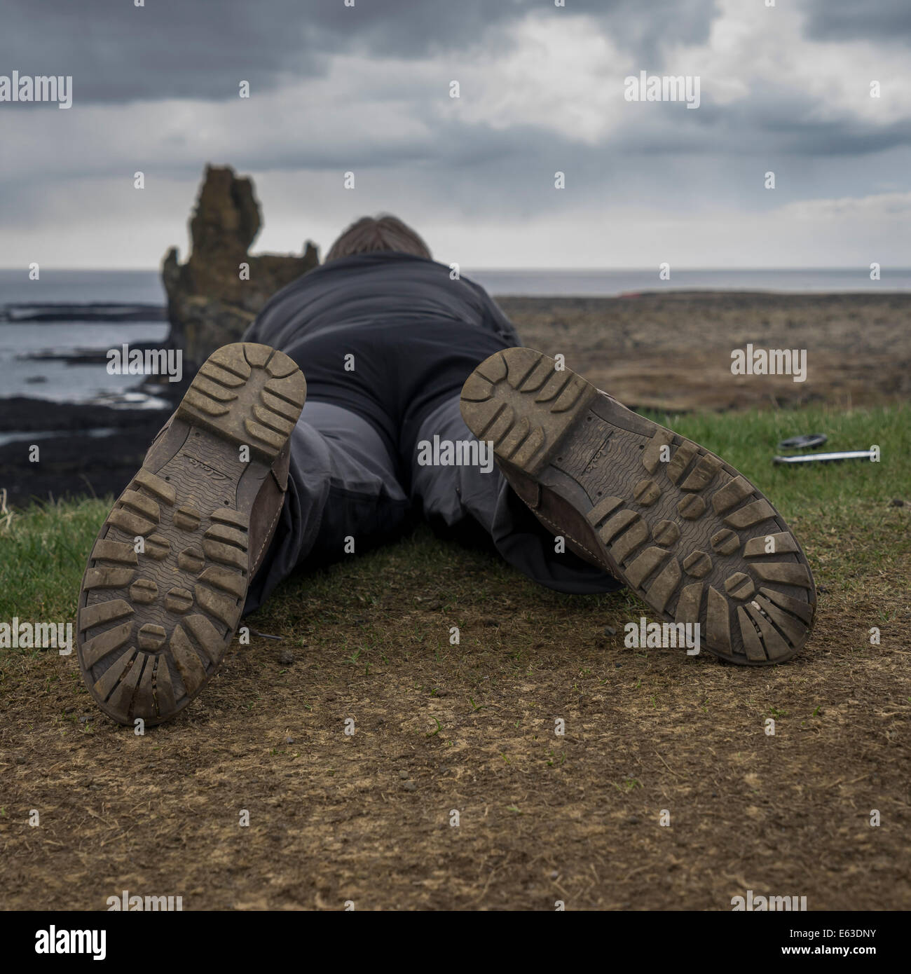 Das Fotografieren von londrangar, Halbinsel Snaefellsnes, Island Stockfoto