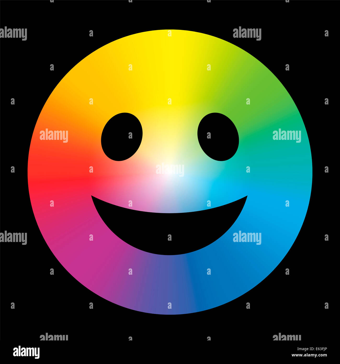 Regenbogen Farbe Farbverlauf Smiley. Stockfoto