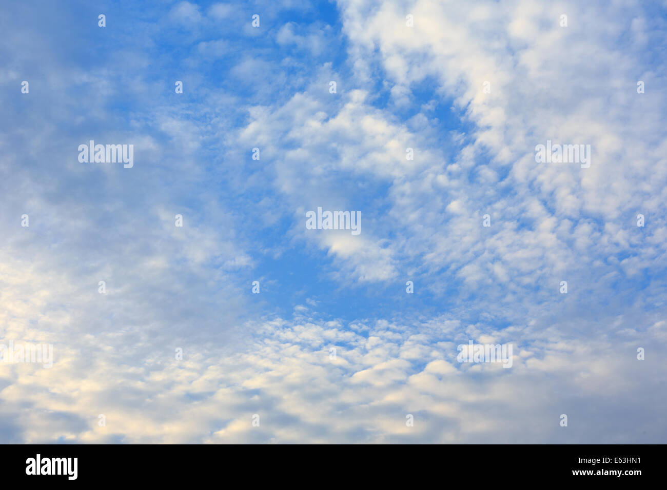 Herbsthimmel mit flauschigen Wolken-Hintergrund Stockfoto