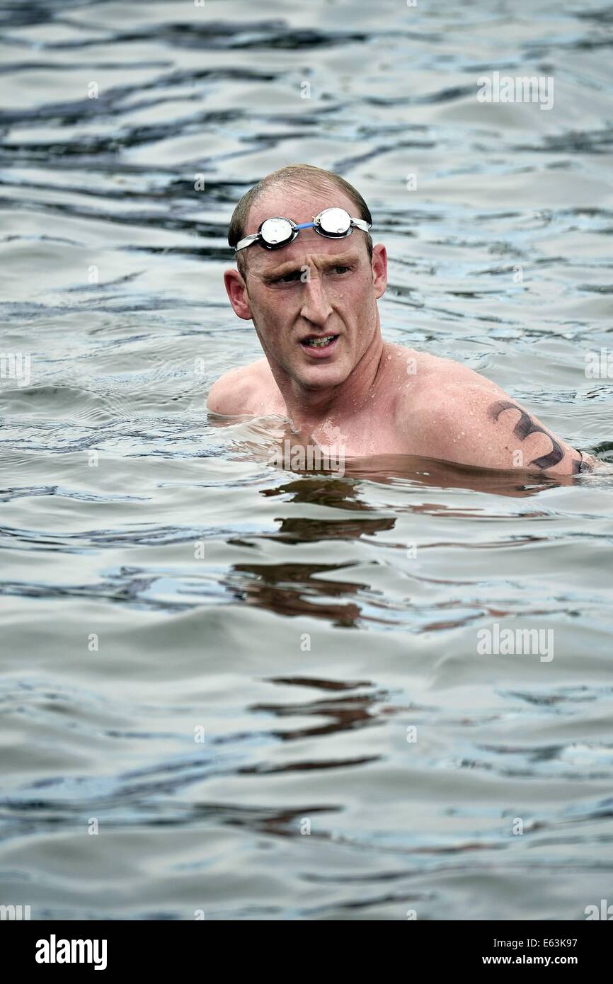 Berlin, Deutschland. 13. August 2014. Thomas Lurz Deutschland Bronzemedaille Freiwasser 5Km Männer 32. LEN EM-Berlin, Deutschland-Credit: Action Plus Sport/Alamy Live News Stockfoto