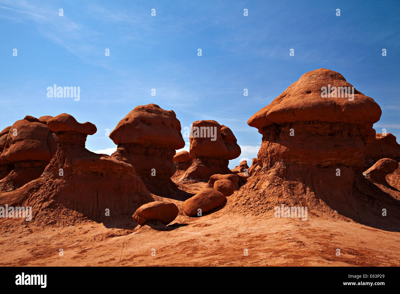 Hoodoos im Goblin Valley State Park, San Rafael Wüste, Utah, USA Stockfoto