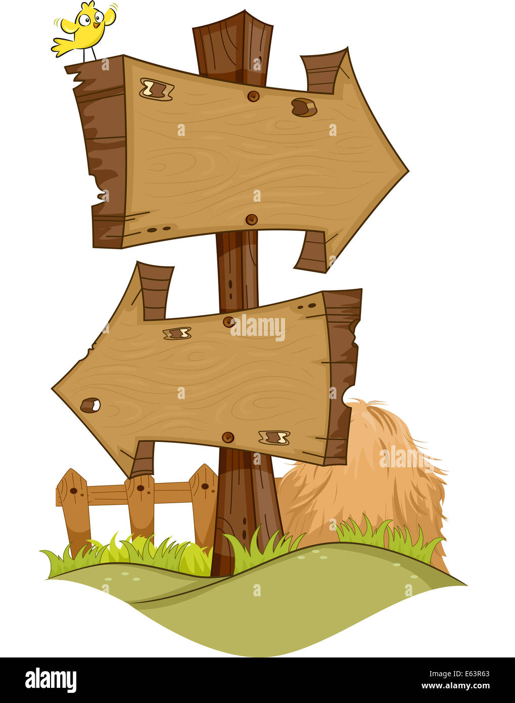 Abbildung mit rustikalen Pfeil-Zeichen Stockfoto