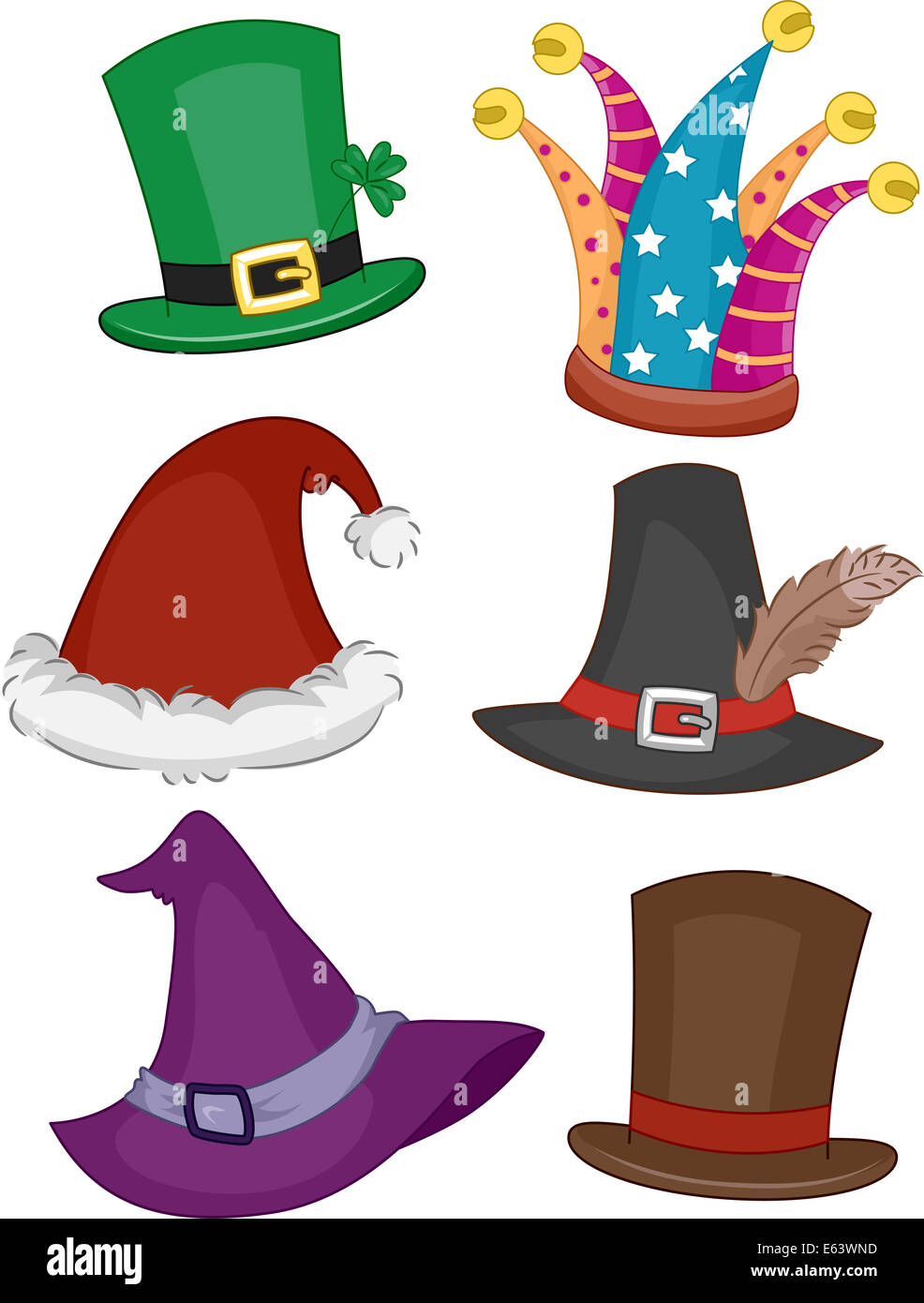 Abbildung mit verschiedenen Partyhüte Stockfoto