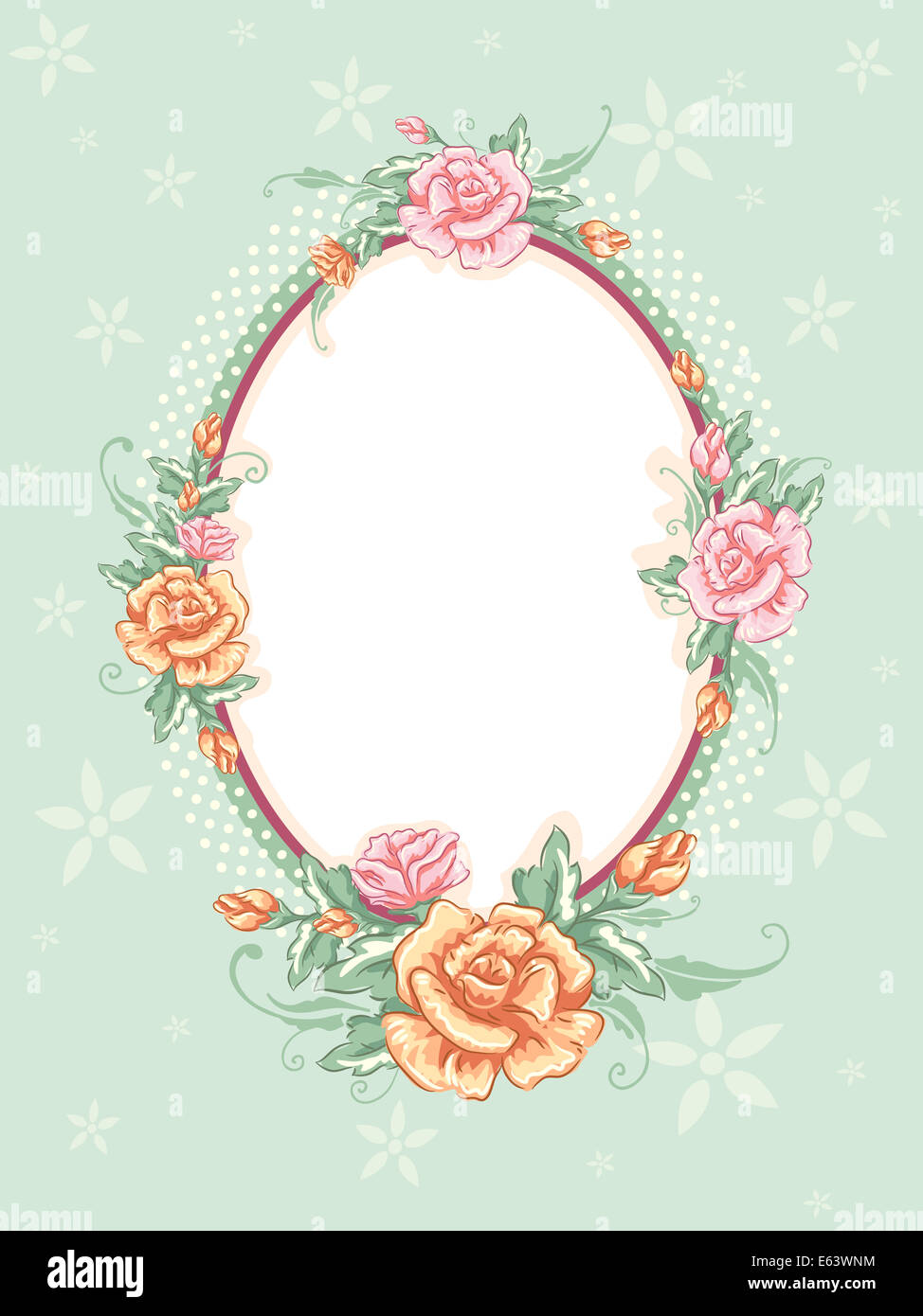 Shabby Chic-thematische Rahmen mit verflochten Blumen Stockfoto