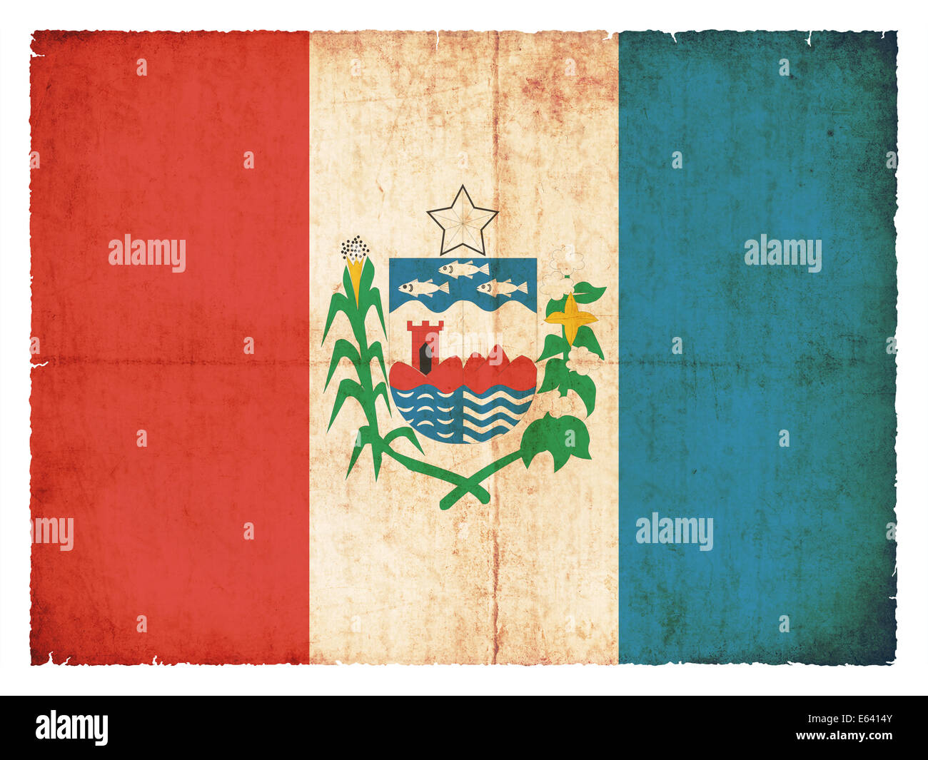 Flagge des brasilianischen Bundesstaates Alagoas im Grunge-Stil erstellt Stockfoto