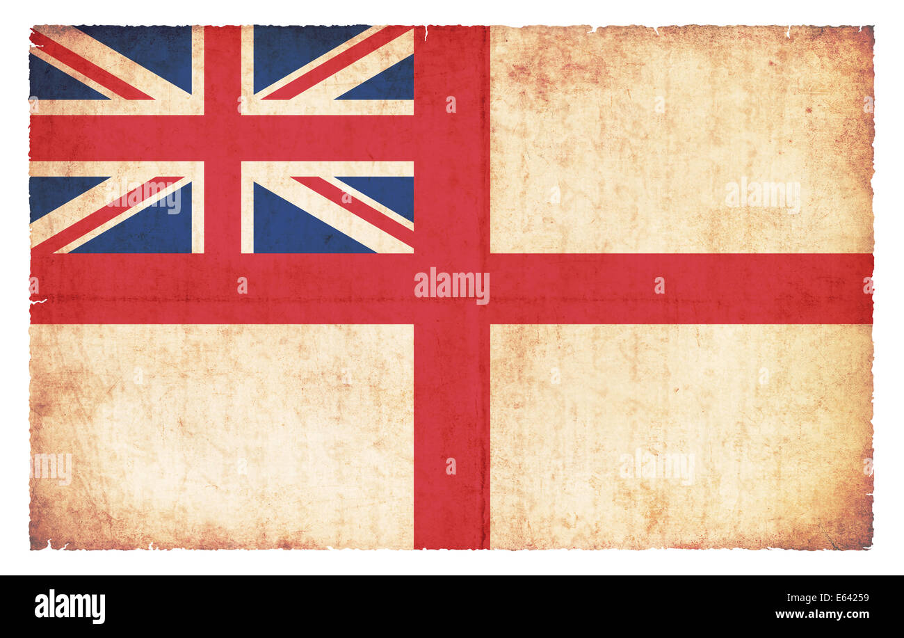 White Ensign of Great Britain (Marine Flagge) im Grunge-Stil erstellt Stockfoto