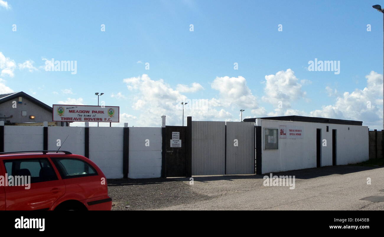 Schottische Sun Tiefland Liga Threave Rovers 2 Preston Athletic 2 Meadow Park Castle Douglas Samstag, 9. August 2014 Stockfoto