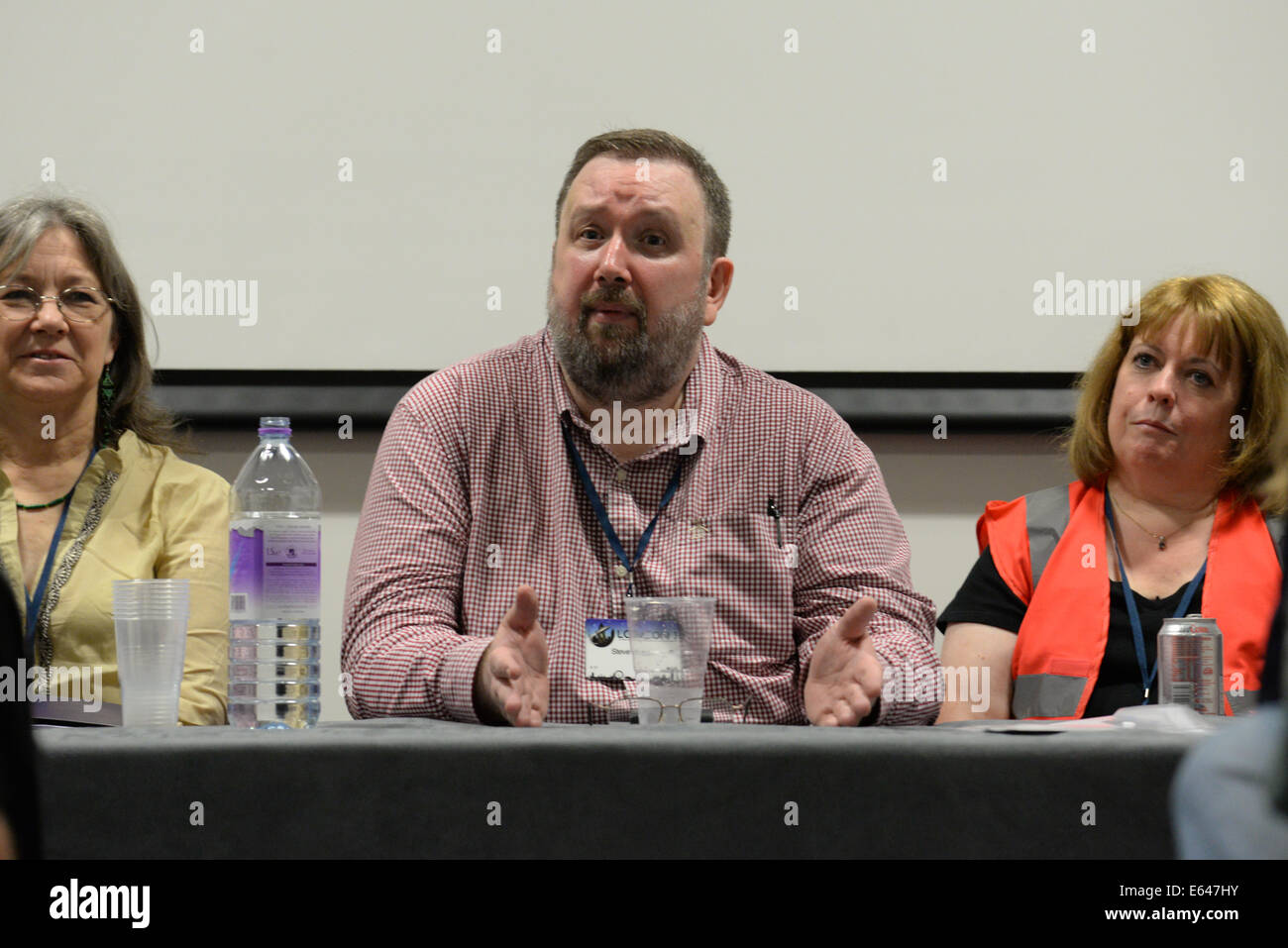 London, UK. 14. August 2014. London, England, 14. 2014: Stuhl Steve Cooper auf den Pressekonferenzen in Loncon 3: 72. World Science Fiction Convention (Excel London Exhibition Centre, in London. Bildnachweis: Siehe Li/Alamy Live News Stockfoto