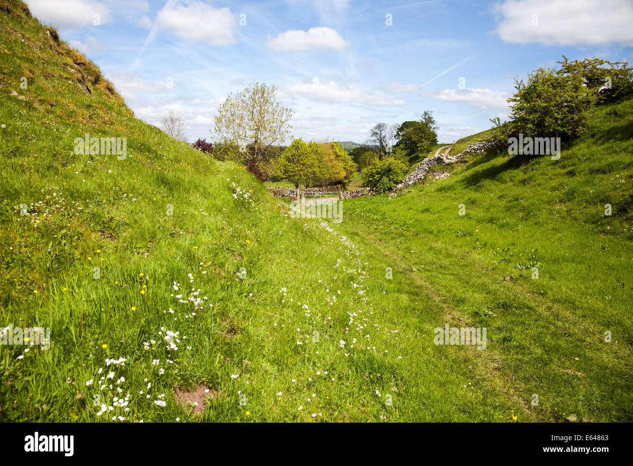 Ein Wanderweg in Narrowdale Derbyshire Peak District National Park im Sommer Stockfoto