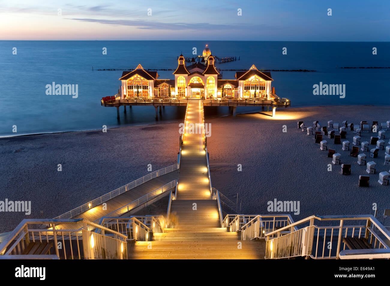 Pier in Sellin, Insel Rügen, Ostseeküste, Mecklenburg-Western Pomerania, Deutschland Stockfoto