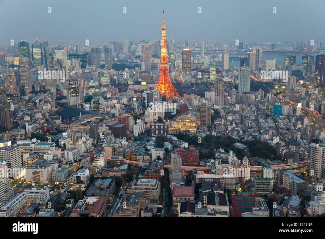 Skyline von Tokio und Tokyo Tower, Tokyo, Japan Stockfoto