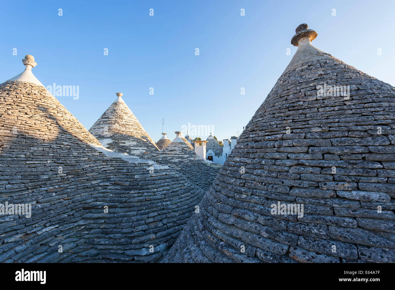 Trulli Häuser; Alberobello; Apulien; Puglia; Italien Stockfoto